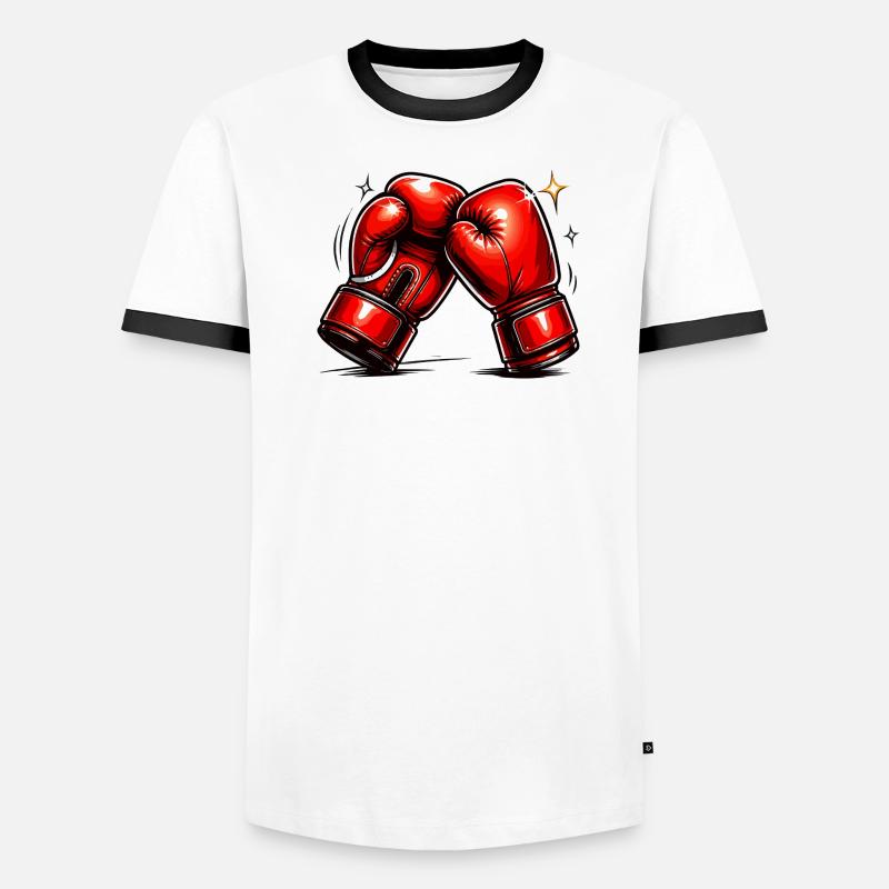Rote Boxhandschuhe Kraft und Dynamik - Männer Kontrast-T-Shirt - Weiß/Schwarz