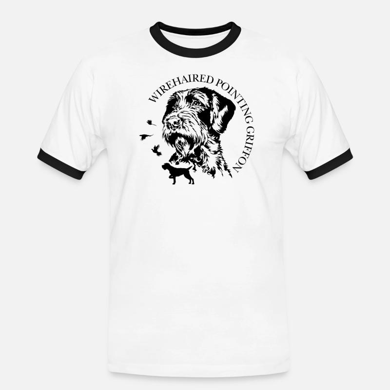 Wirehaired Pointing Griffon Jagdhunde Wilsigns  - Männer Kontrast-T-Shirt - Weiß/Schwarz