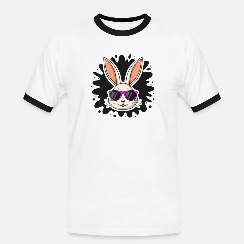 Chic Rabbit Purple Glasses - Men's Ringer Shirt - white/black