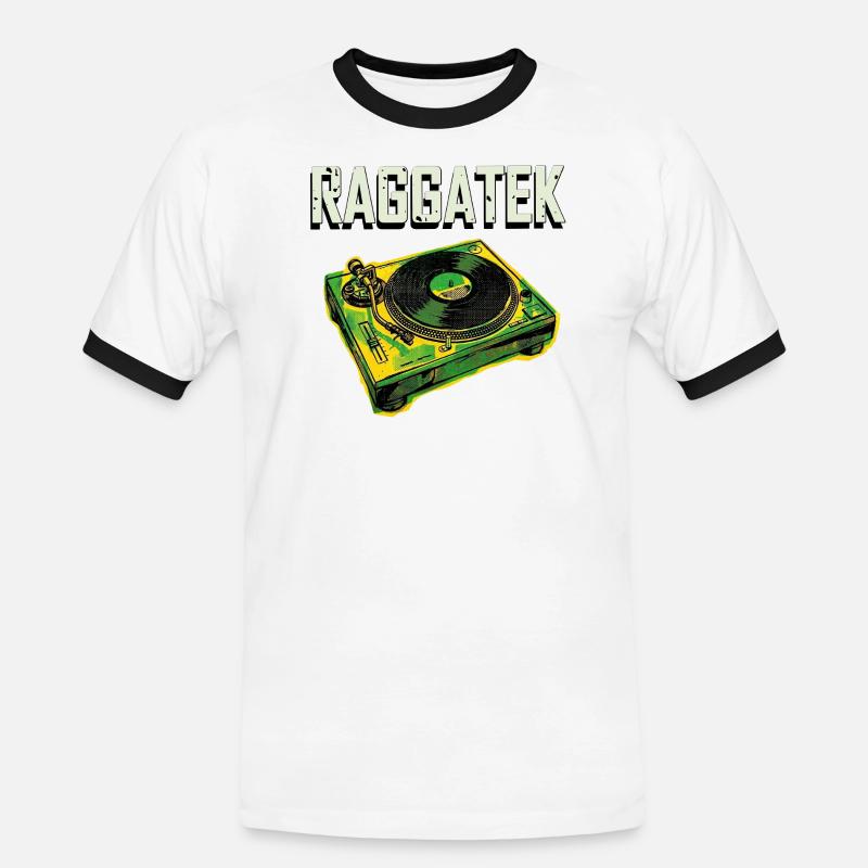 Raggatek Turntable Jamaica - Men's Ringer Shirt - white/black