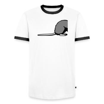 Rat Backside Semi Funny Tail Rodent Animal - Men's Ringer Shirt - white/black - Front - AI Model Female 172 light (172cm) & AI Model Male 178 dark (178cm)