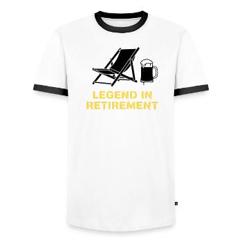 Retired Legend Pension Deck Chair - Men's Ringer Shirt - white/black - Front - AI Model Female 172 light (172cm) & AI Model Male 178 dark (178cm)