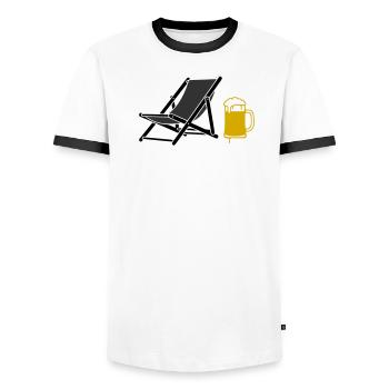Strandstuhl Bier Farbig Vektor - Männer Kontrast-T-Shirt - Weiß/Schwarz - Vorne - AI Model Female 172 light (172cm) & AI Model Male 178 dark (178cm)
