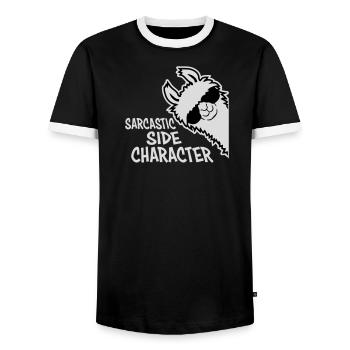 Lama Alpaga Personnage secondaire sarcastique - T-shirt contrasté Homme - noir/blanc - Devant - AI Model Female 172 light (172cm) & AI Model Male 178 light (178cm)
