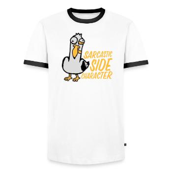 Mouette folle Personnage secondaire sarcastique drôle - T-shirt contrasté Homme - blanc/noir - Devant - AI Model Female 172 light (172cm) & AI Model Male 178 dark (178cm)
