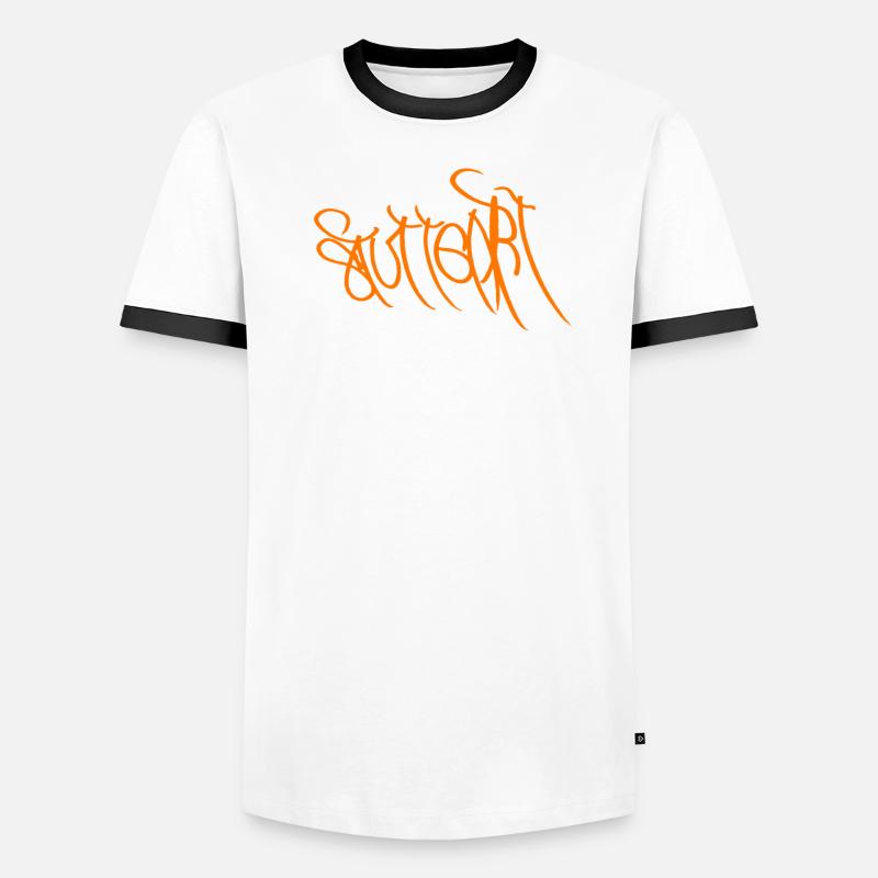 Graffiti Orange Handlettering Stuttgart - Männer Kontrast-T-Shirt - Weiß/Schwarz