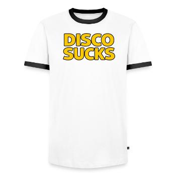 Disco Sucks - Men's Ringer Shirt - white/black - Front - AI Model Female 172 light (172cm) & AI Model Male 178 dark (178cm)