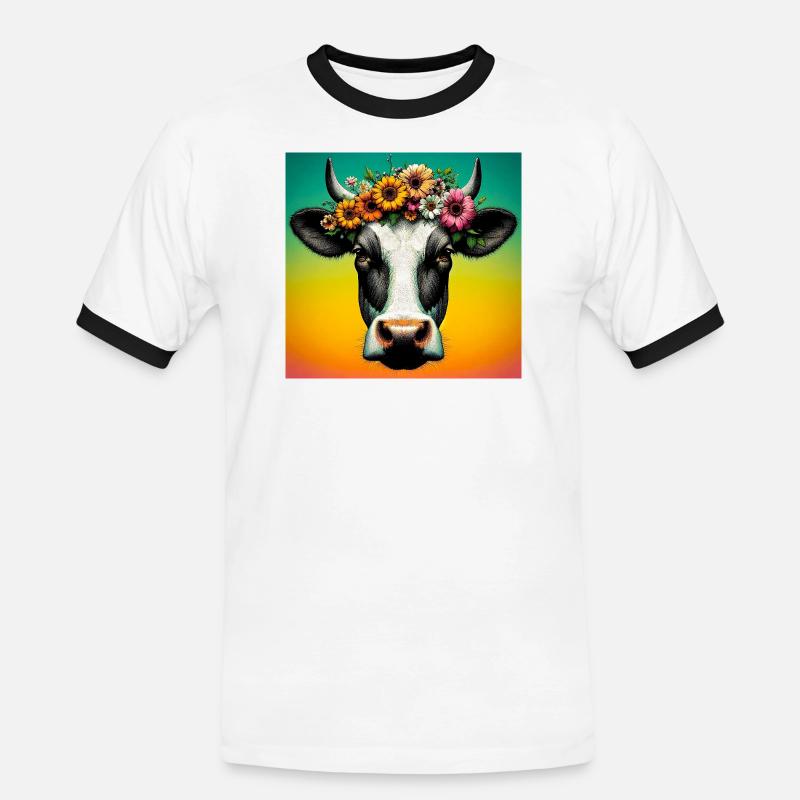 cow - Men's Ringer Shirt - white/black