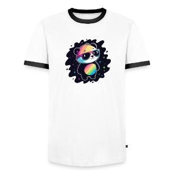 Panda Rainbow Galaxy Cool Glasses - Men's Ringer Shirt - white/black - Front - AI Model Female 172 light (172cm) & AI Model Male 178 dark (178cm)