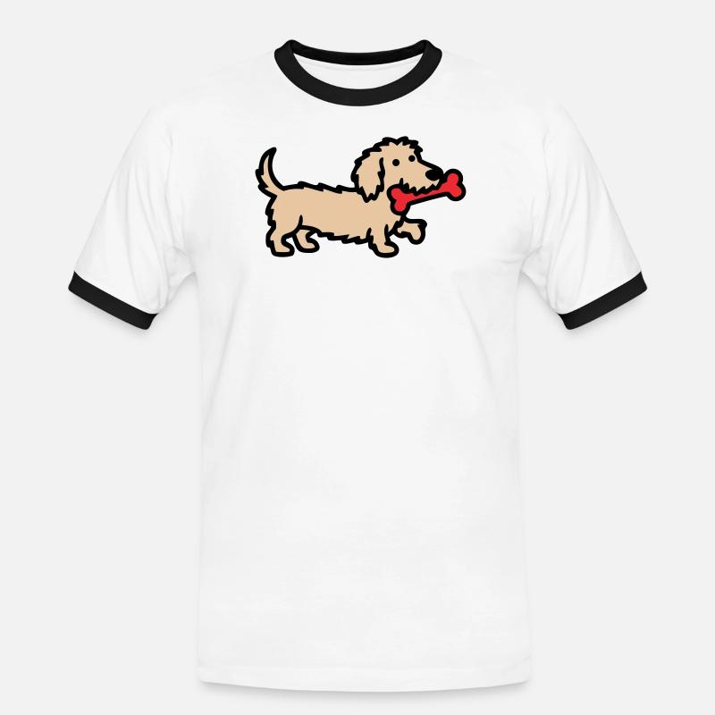 Terrier Doodle Knochen Comic - Männer Kontrast-T-Shirt - Weiß/Schwarz