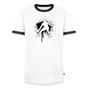 Pickleball Szene Design für Pickleball Athlet Fans - Männer Kontrast-T-Shirt - Weiß/Schwarz - Vorne - AI Model Female 172 light (172cm) & AI Model Male 178 dark (178cm)