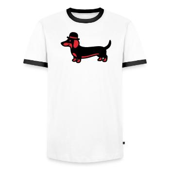 Cooler Dackel Hut Gentleman - Männer Kontrast-T-Shirt - Weiß/Schwarz - Vorne - AI Model Female 172 light (172cm) & AI Model Male 178 dark (178cm)