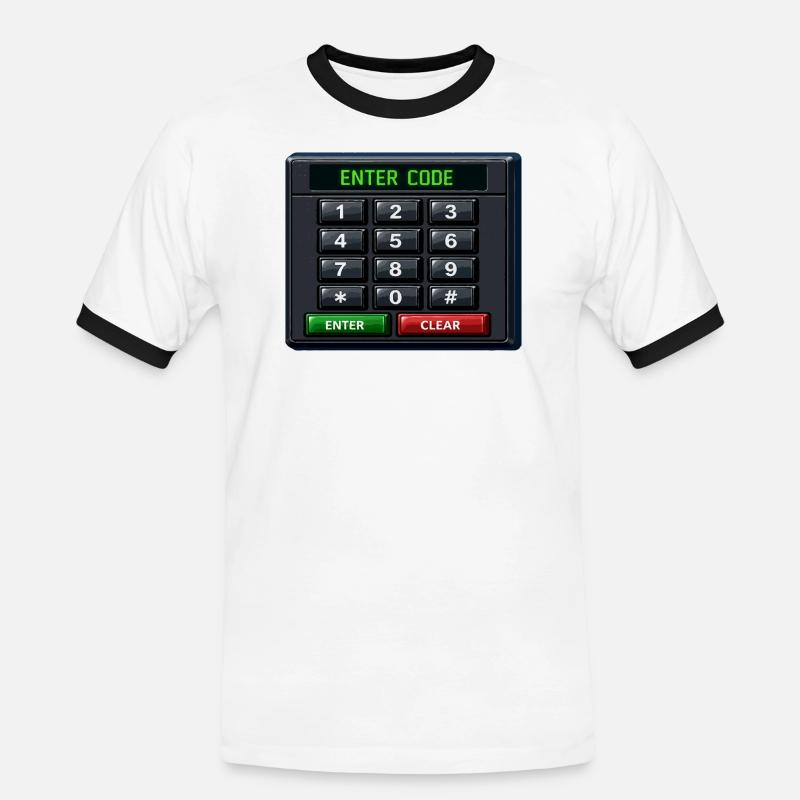 Geben Sie Code Keypad Neon ein - Männer Kontrast-T-Shirt - Weiß/Schwarz