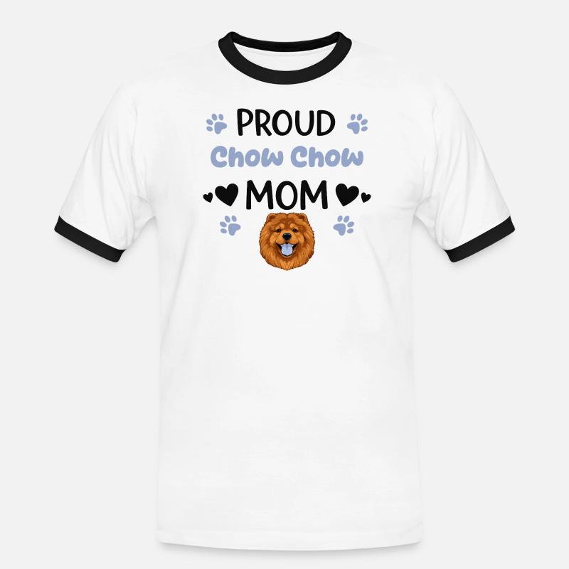 Stolze Chow Mutter, Chow-chow - Männer Kontrast-T-Shirt - Weiß/Schwarz