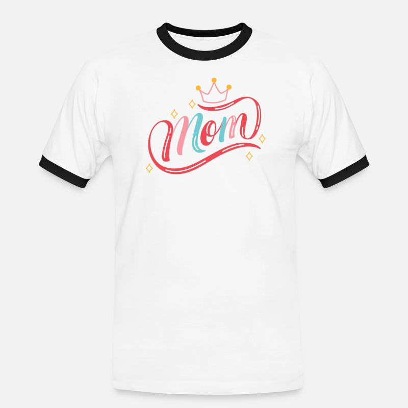 Crowned Mom Rainbow Script - Men's Ringer Shirt - white/black