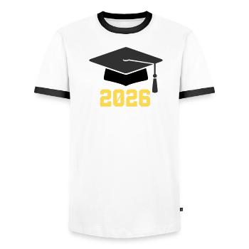 Doctorat 2026 - T-shirt contrasté Homme - blanc/noir - Devant - AI Model Female 172 light (172cm) & AI Model Male 178 dark (178cm)