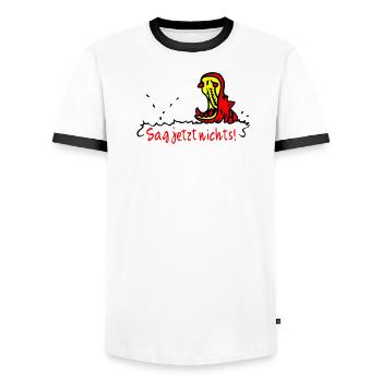Hippo - Männer Kontrast-T-Shirt - Weiß/Schwarz - Vorne - AI Model Female 172 light (172cm) & AI Model Male 178 dark (178cm)