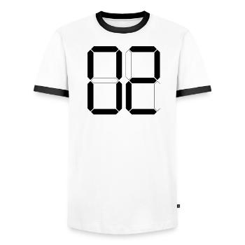 NUMÉRO 02 Zero Two Cadeau d’anniversaire numérique - T-shirt contrasté Homme - blanc/noir - Devant - AI Model Female 172 light (172cm) & AI Model Male 178 dark (178cm)