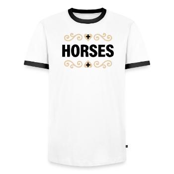 Edler Horses Schriftzug Reiten - Männer Kontrast-T-Shirt - Weiß/Schwarz - Vorne - AI Model Female 172 light (172cm) & AI Model Male 178 dark (178cm)