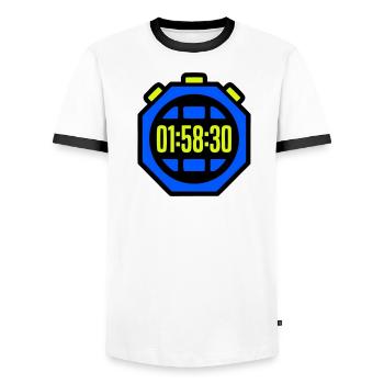 Stopwatch Best Time Half Marathon - Men's Ringer Shirt - white/black - Front - AI Model Female 172 light (172cm) & AI Model Male 178 dark (178cm)
