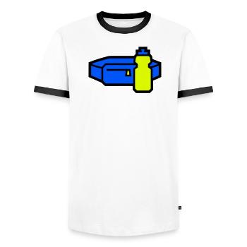 Courroir de ceinture d’hydratation pratique - T-shirt contrasté Homme - blanc/noir - Devant - AI Model Female 172 light (172cm) & AI Model Male 178 dark (178cm)