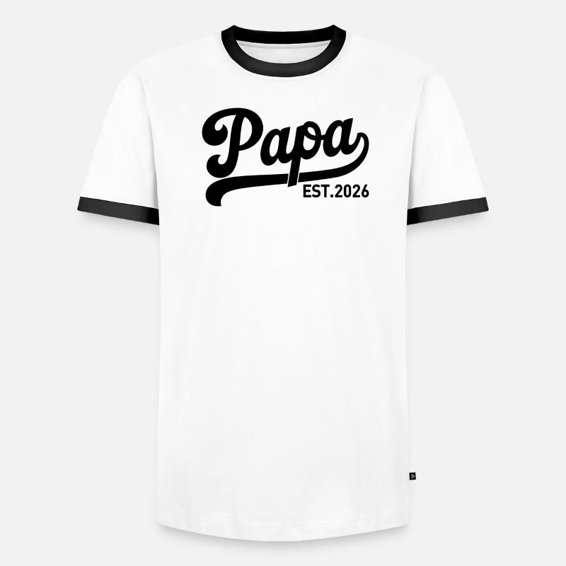 Papa EST 2026 Script Logo - Männer Kontrast-T-Shirt - Weiß/Schwarz