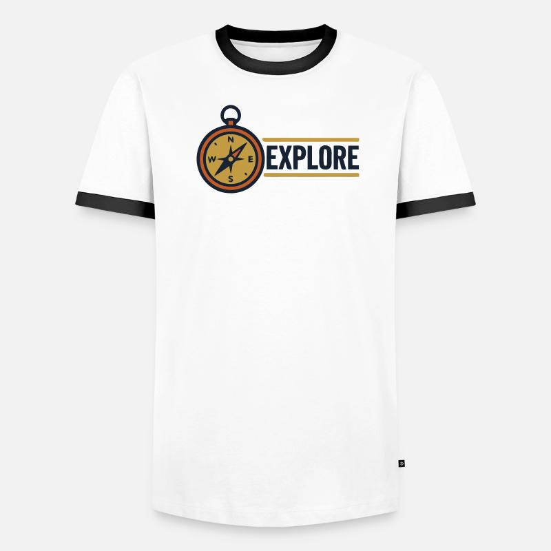 Explore Compass Discover Text - Men's Ringer Shirt - white/black