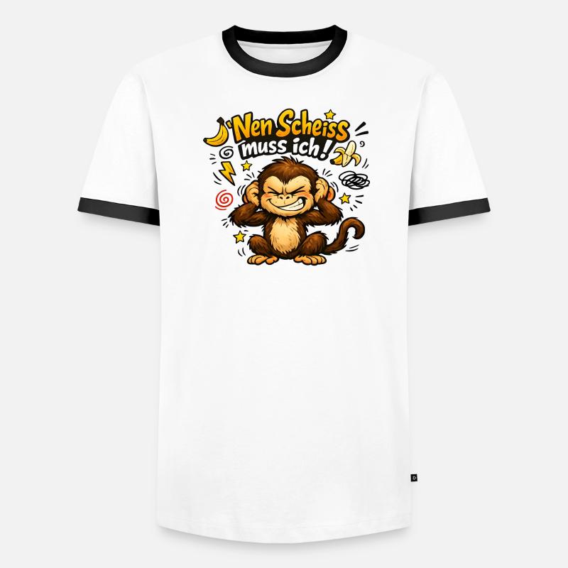 Nen Scheiss Muss Ich Affe - Männer Kontrast-T-Shirt - Weiß/Schwarz