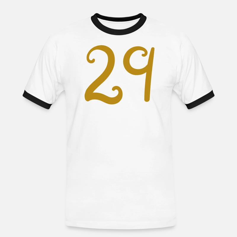 29 - Männer Kontrast-T-Shirt - Weiß/Schwarz