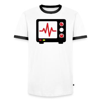 EKG Monitor Herzschlag Medizin - Männer Kontrast-T-Shirt - Weiß/Schwarz - Vorne - AI Model Female 172 light (172cm) & AI Model Male 178 dark (178cm)