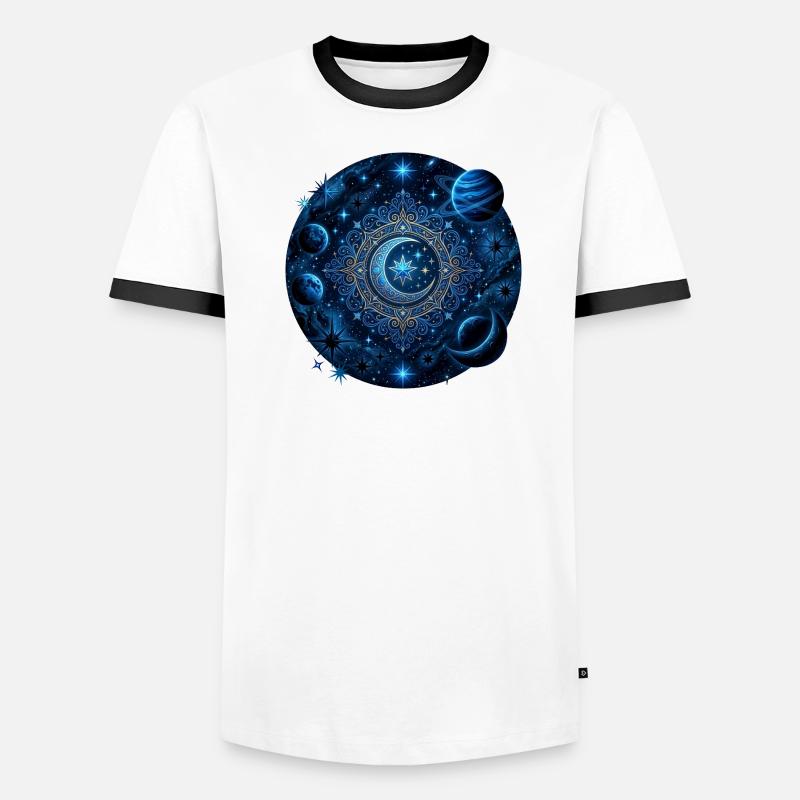 Space Planets Galaxies Stars Moons - Men's Ringer Shirt - white/black