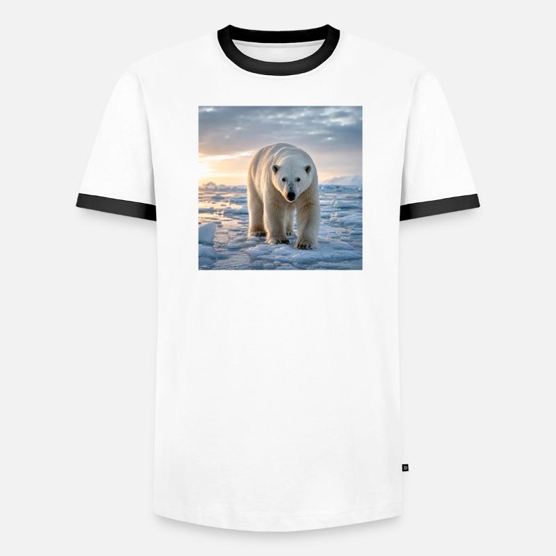 Arktischer Eisbär auf Eis - Männer Kontrast-T-Shirt - Weiß/Schwarz