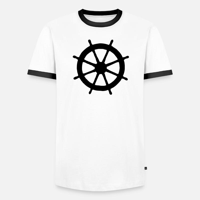 Steering Wheel Sail Sailing Sailor - Men's Ringer Shirt - white/black
