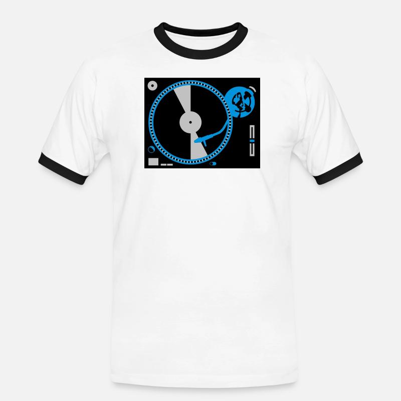 turntables - Men's Ringer Shirt - white/black