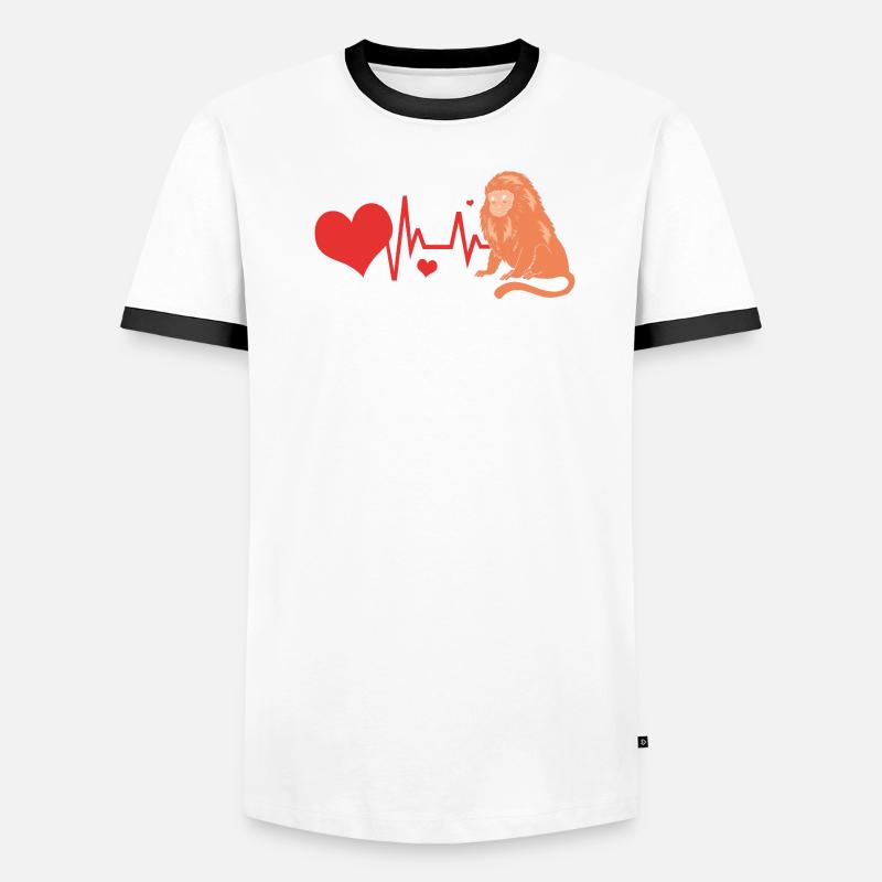Tamarin Monkey Monkey Monkey Monkey Face - Men's Ringer Shirt - white/black
