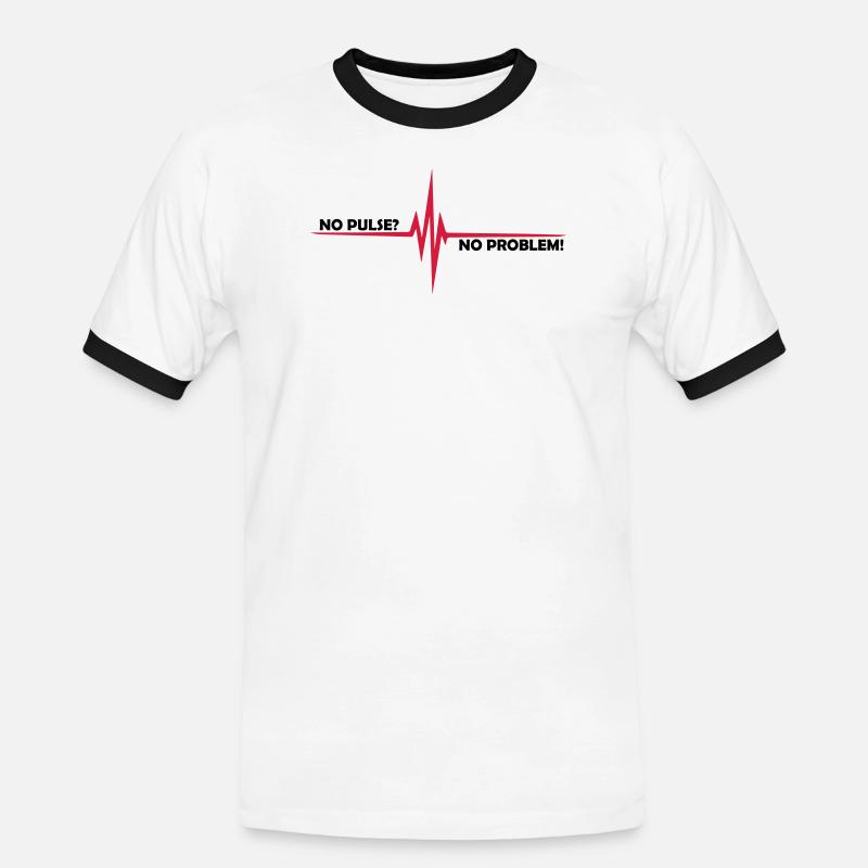 No pulse? - No problem - Männer Kontrast-T-Shirt - Weiß/Schwarz