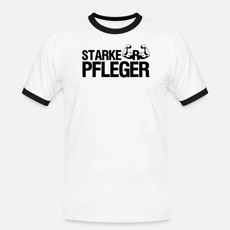 Starker Pfleger Pflege,Sprüche, Geschenk,Berufe - Männer Kontrast-T-Shirt - Weiß/Schwarz