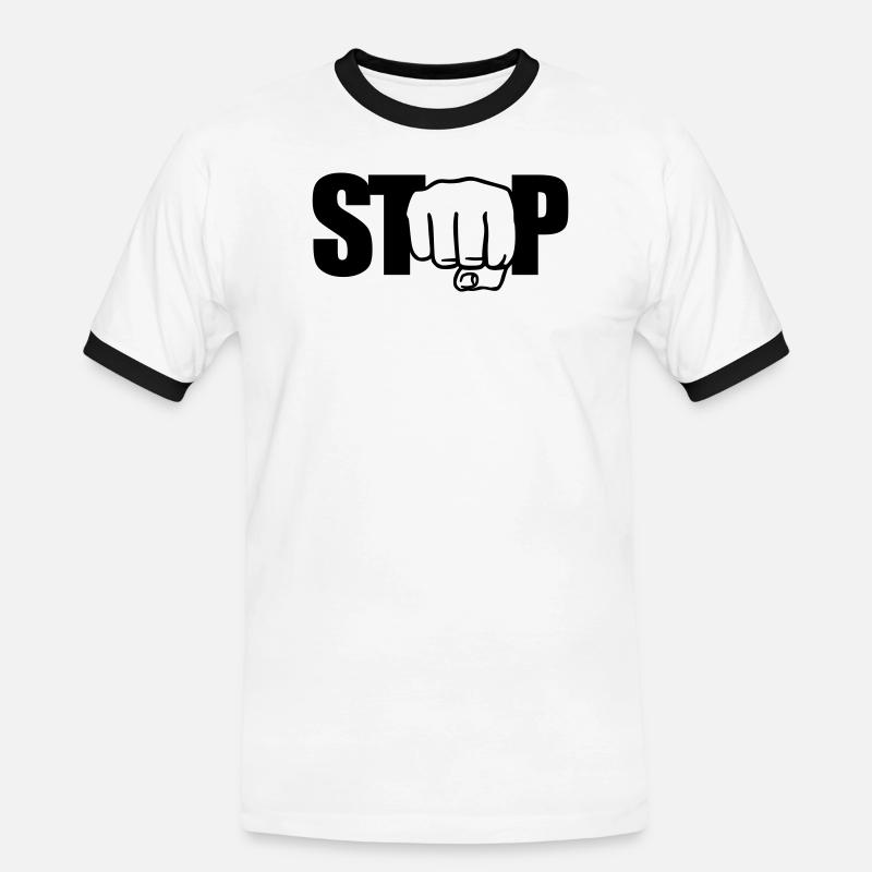 Stop Faust - Männer Kontrast-T-Shirt - Weiß/Schwarz