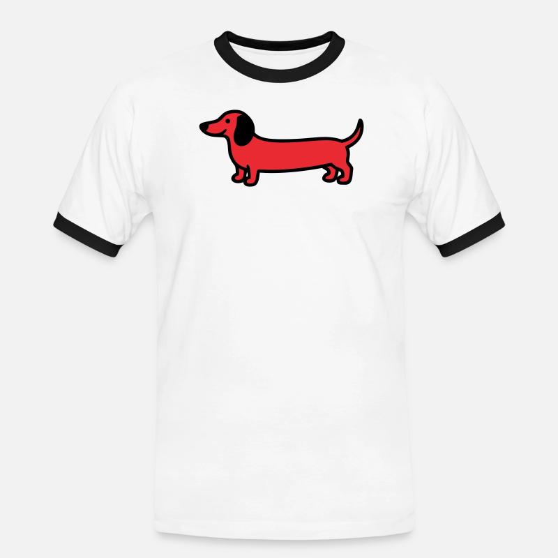 Jagdhund Dackel Profil Vektor - Männer Kontrast-T-Shirt - Weiß/Schwarz