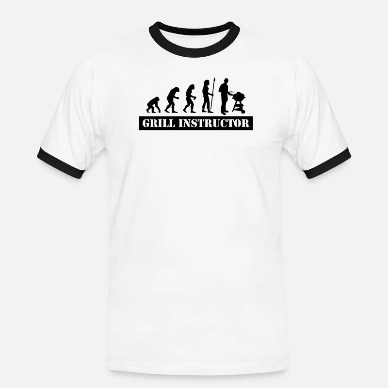 evolution grill instructor - Männer Kontrast-T-Shirt - Weiß/Schwarz