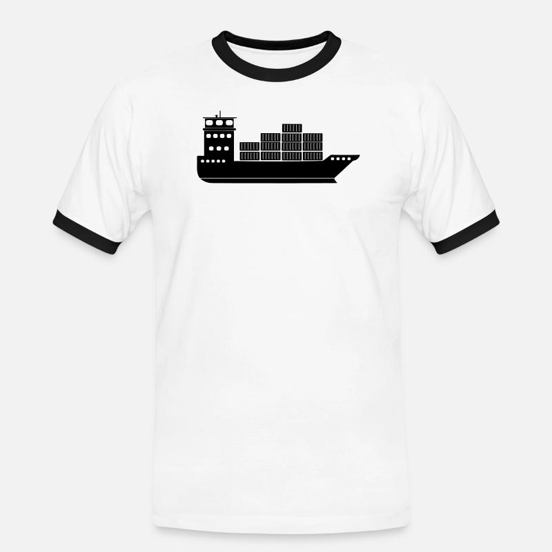 Seecontainerschiff oder Boot mit Containern - Männer Kontrast-T-Shirt - Weiß/Schwarz
