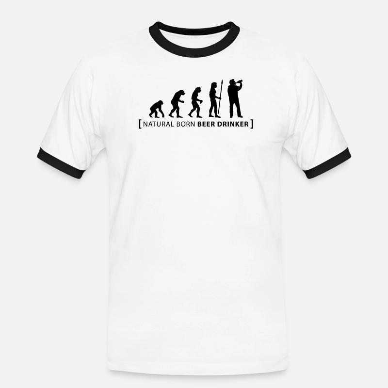 evolution_beer_drinker - Men's Ringer Shirt - white/black
