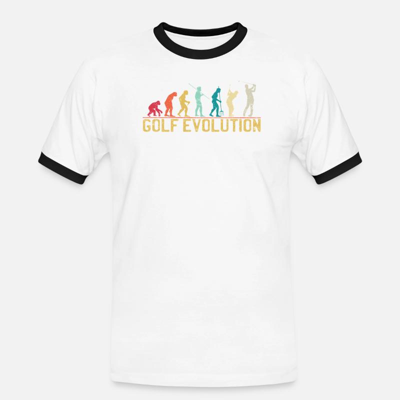 Golf Evolution Silhouette Design - Men's Ringer Shirt - white/black