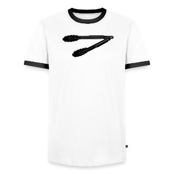 Silhouette des pinces barbecue - T-shirt contrasté Homme - blanc/noir - Devant - AI Model Female 172 light (172cm) & AI Model Male 178 dark (178cm)