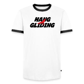 Intense Red Hang Gliding Graphic - Men's Ringer Shirt - white/black - Front - AI Model Female 172 light (172cm) & AI Model Male 178 dark (178cm)