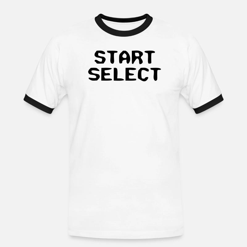 Start Select 8-Bit Text - Männer Kontrast-T-Shirt - Weiß/Schwarz