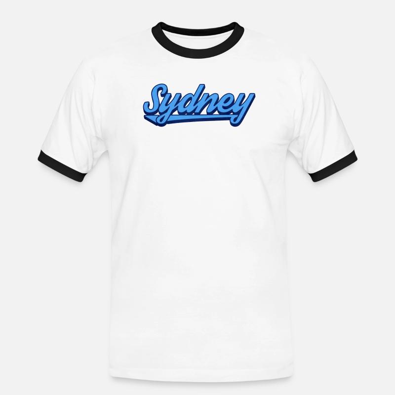 Sydney Ocean Script Logo - Männer Kontrast-T-Shirt - Weiß/Schwarz
