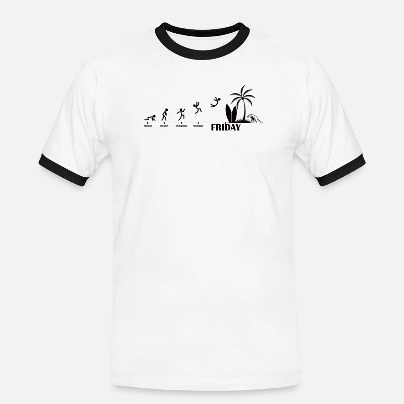 Finally Friday Beach Evolution - Men's Ringer Shirt - white/black