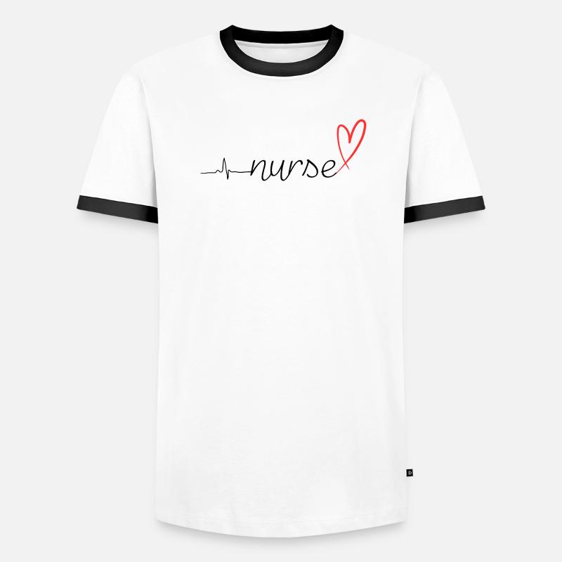 Nurse Heartbeat EKG Stethoscope Script Design - Männer Kontrast-T-Shirt - Weiß/Schwarz