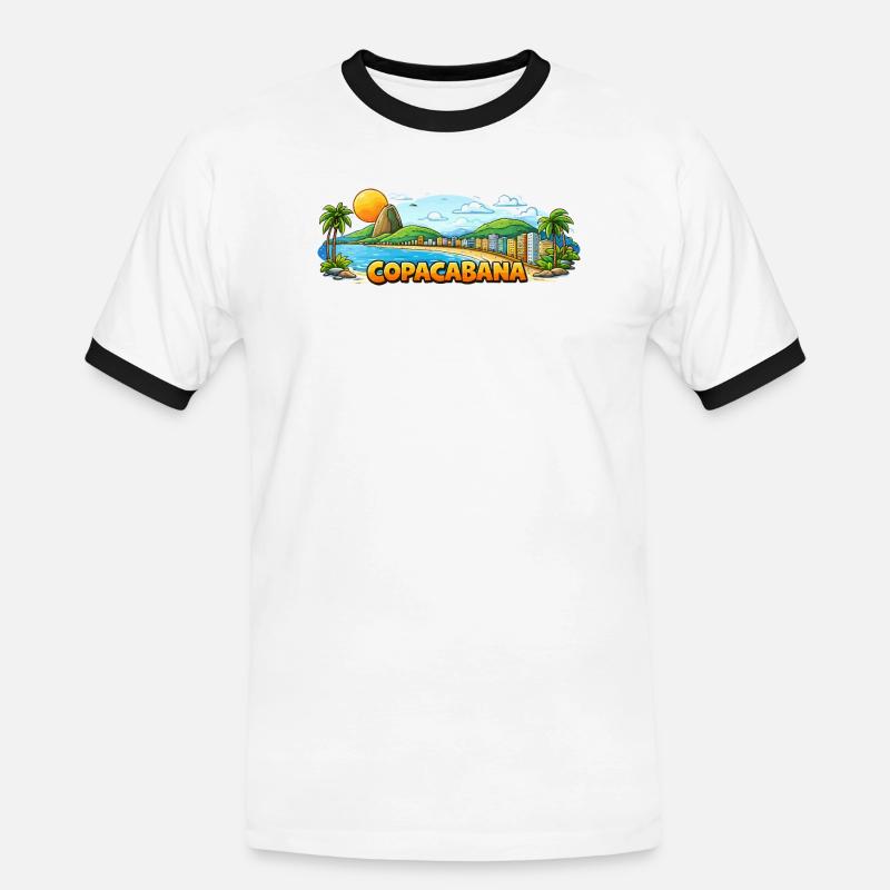 Copacabana Strandpanorama - Männer Kontrast-T-Shirt - Weiß/Schwarz